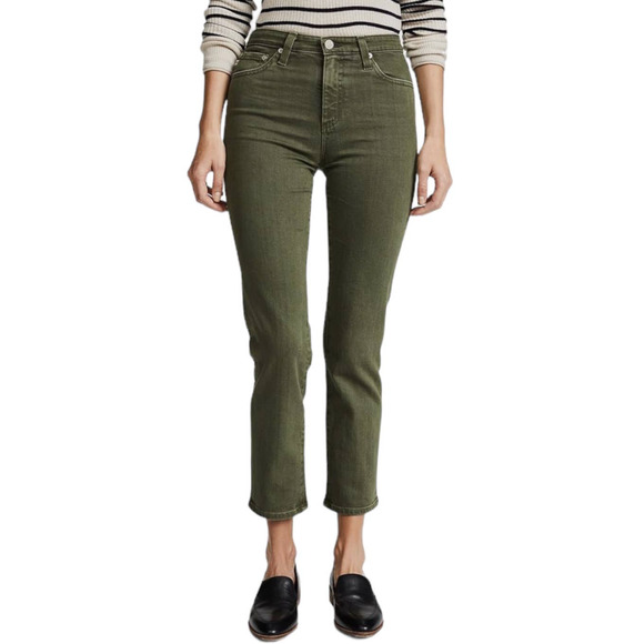 AG Adriano Goldschmied jeans The Isabelle high rise straight crop green size 24 - Picture 1 of 7
